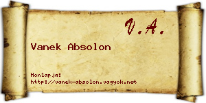 Vanek Absolon névjegykártya